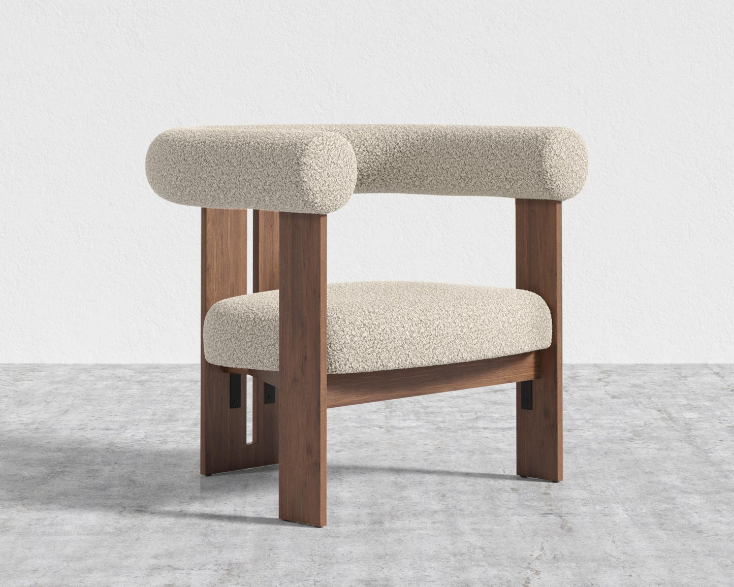 Tola Lounge Chair - Walnut Stain, Shearling - Almond