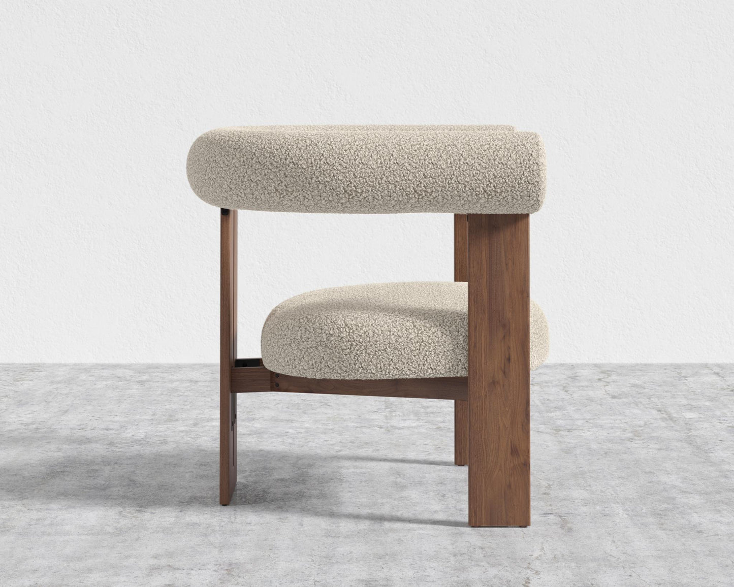 Tola Lounge Chair - Walnut Stain, Shearling - Almond
