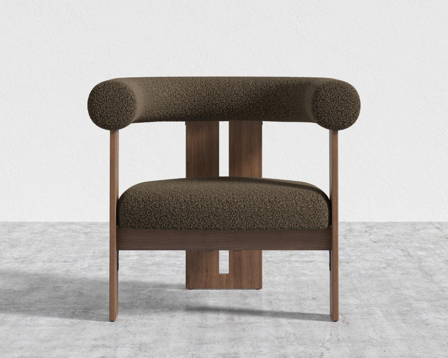 Tola Lounge Chair - Walnut Stain, Shearling - Espresso