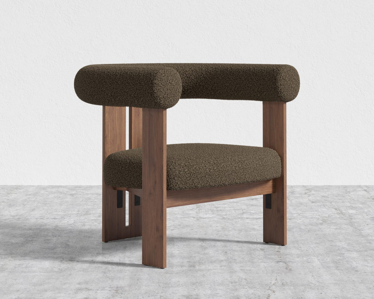 Tola Lounge Chair - Walnut Stain, Shearling - Espresso