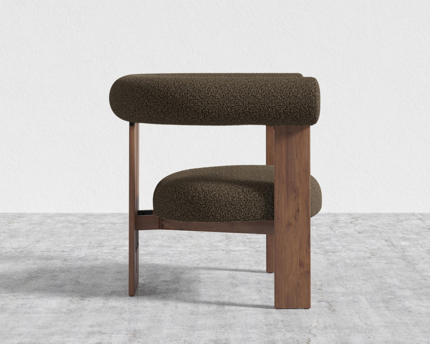 Tola Lounge Chair - Walnut Stain, Shearling - Espresso
