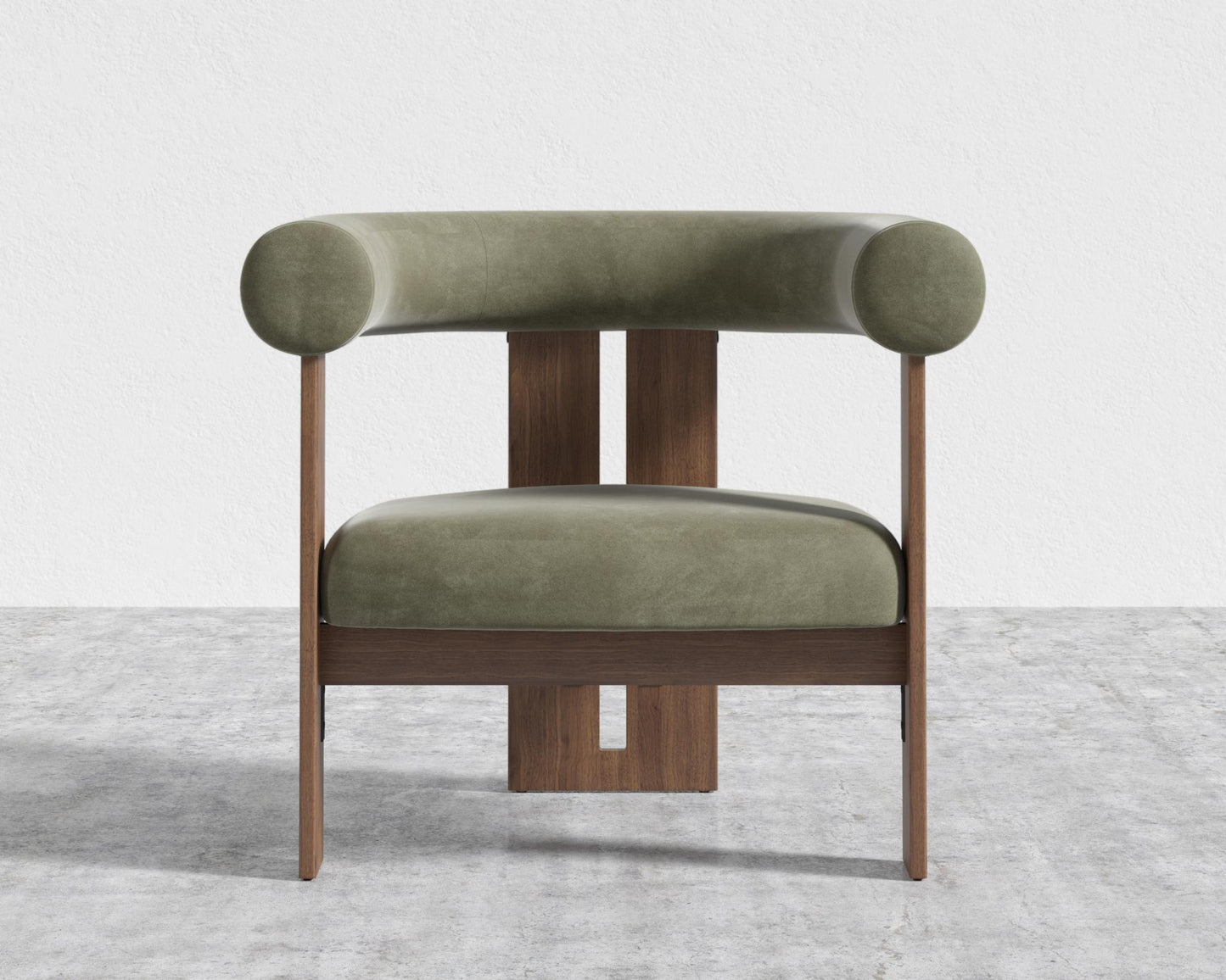 Tola Lounge Chair - Walnut Stain, Venice Vegan Suede - Sage