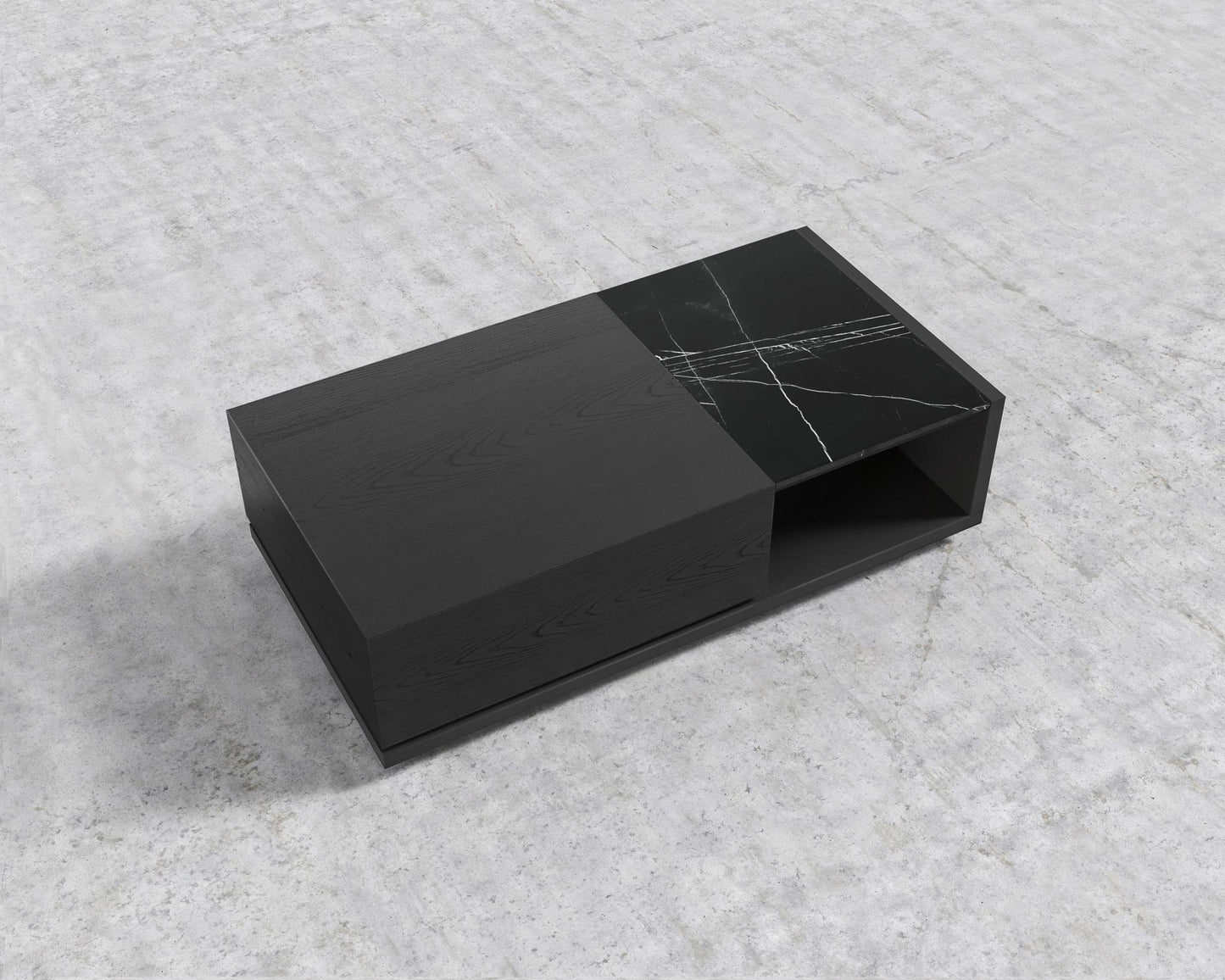 Truman Coffee Table - Black Marble, Black Oak Veneer