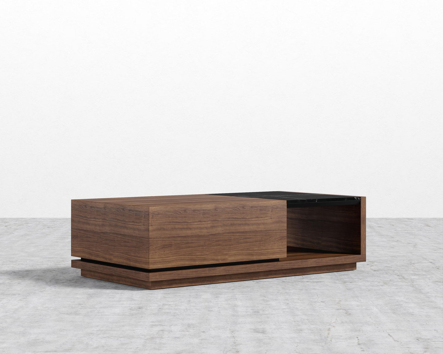 Truman Coffee Table - Black Marble, Black Oak Veneer