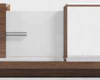 Truman Coffee Table - White Frosted Glass, Walnut Veneer