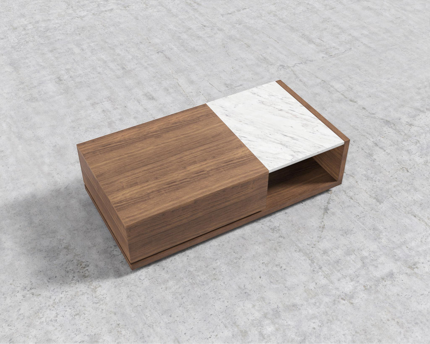 Truman Coffee Table - White Marble, Black Oak Veneer