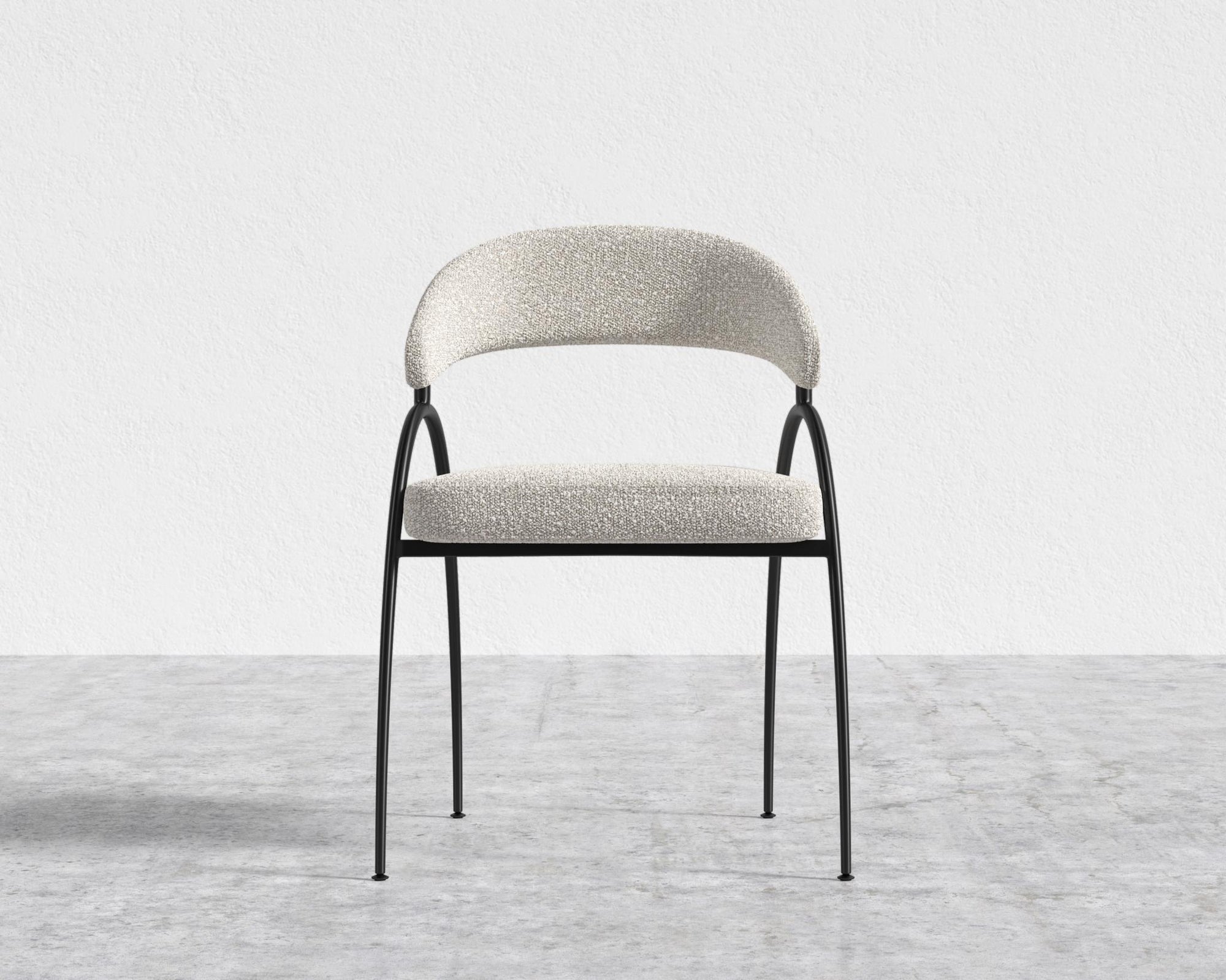 Uma Dining Chair - Black - Uma, Chatou Bouclé - Pearl