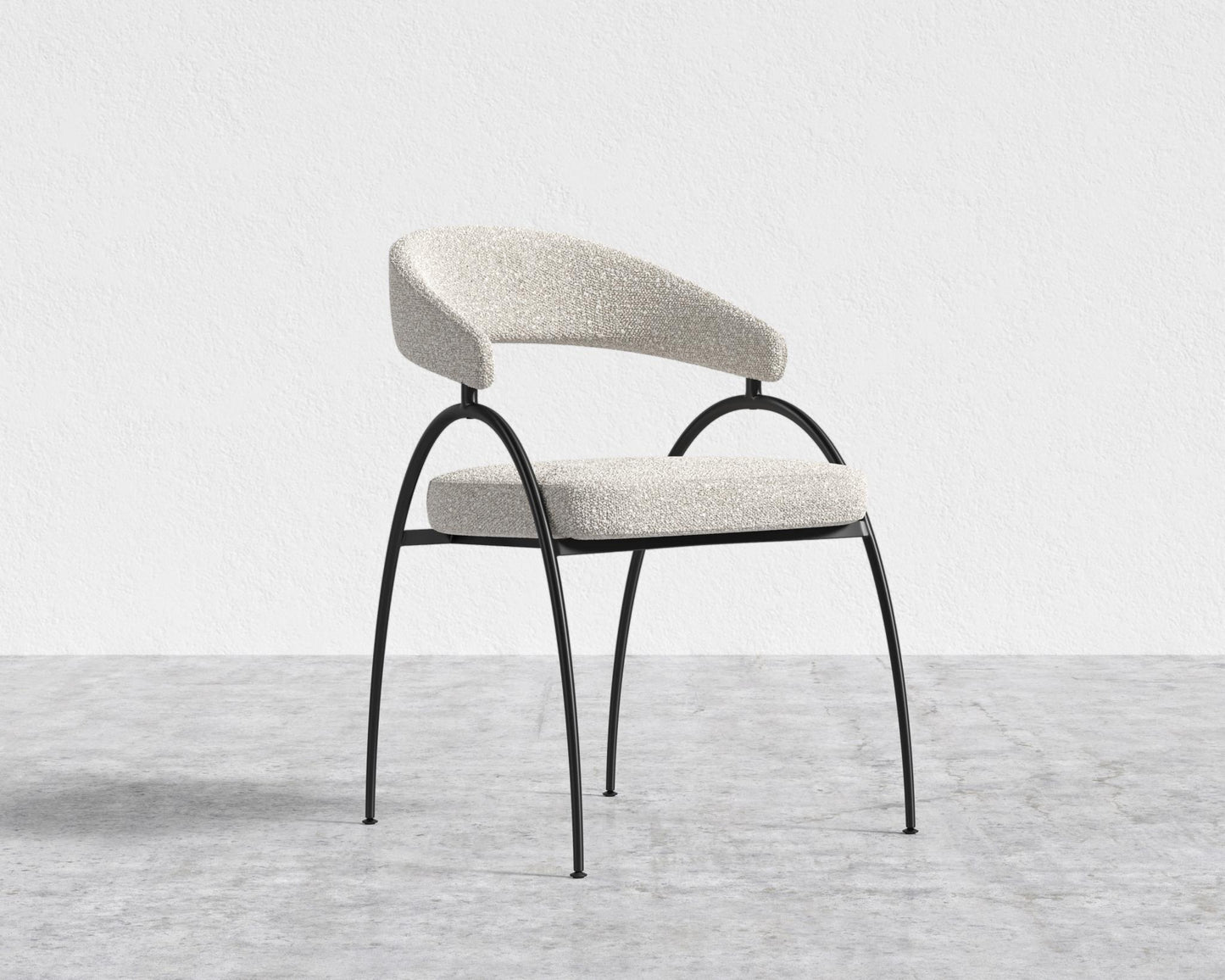 Uma Dining Chair - Black - Uma, Chatou Bouclé - Pearl
