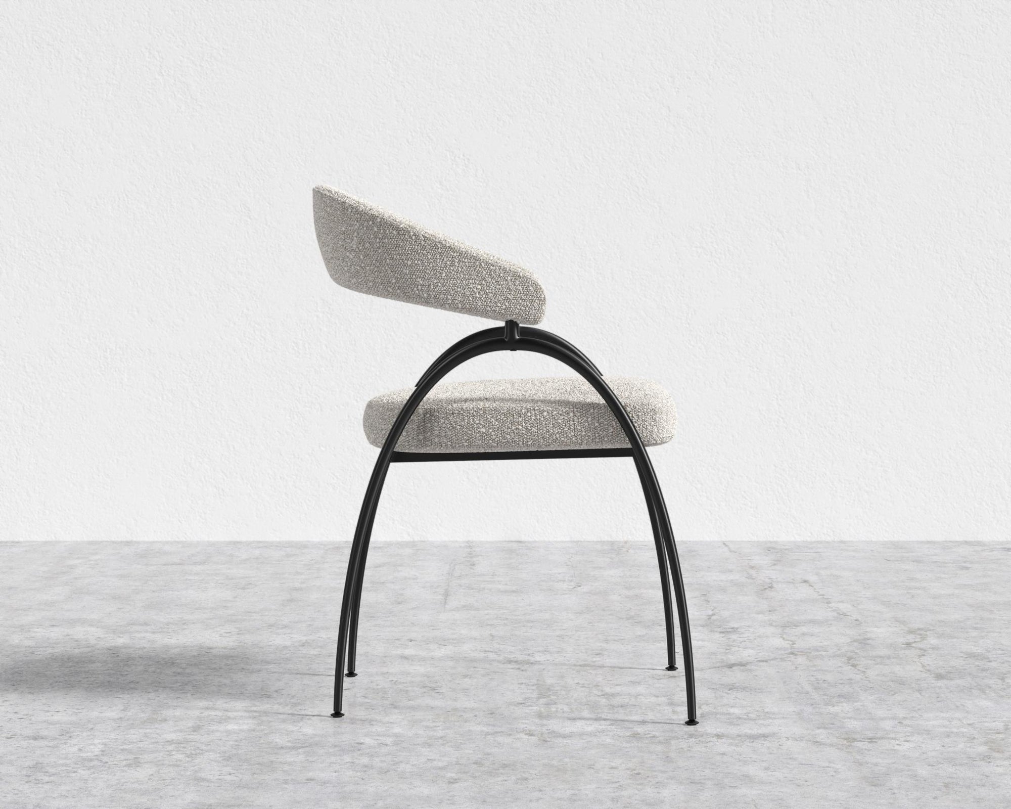 Uma Dining Chair - Black - Uma, Chatou Bouclé - Pearl