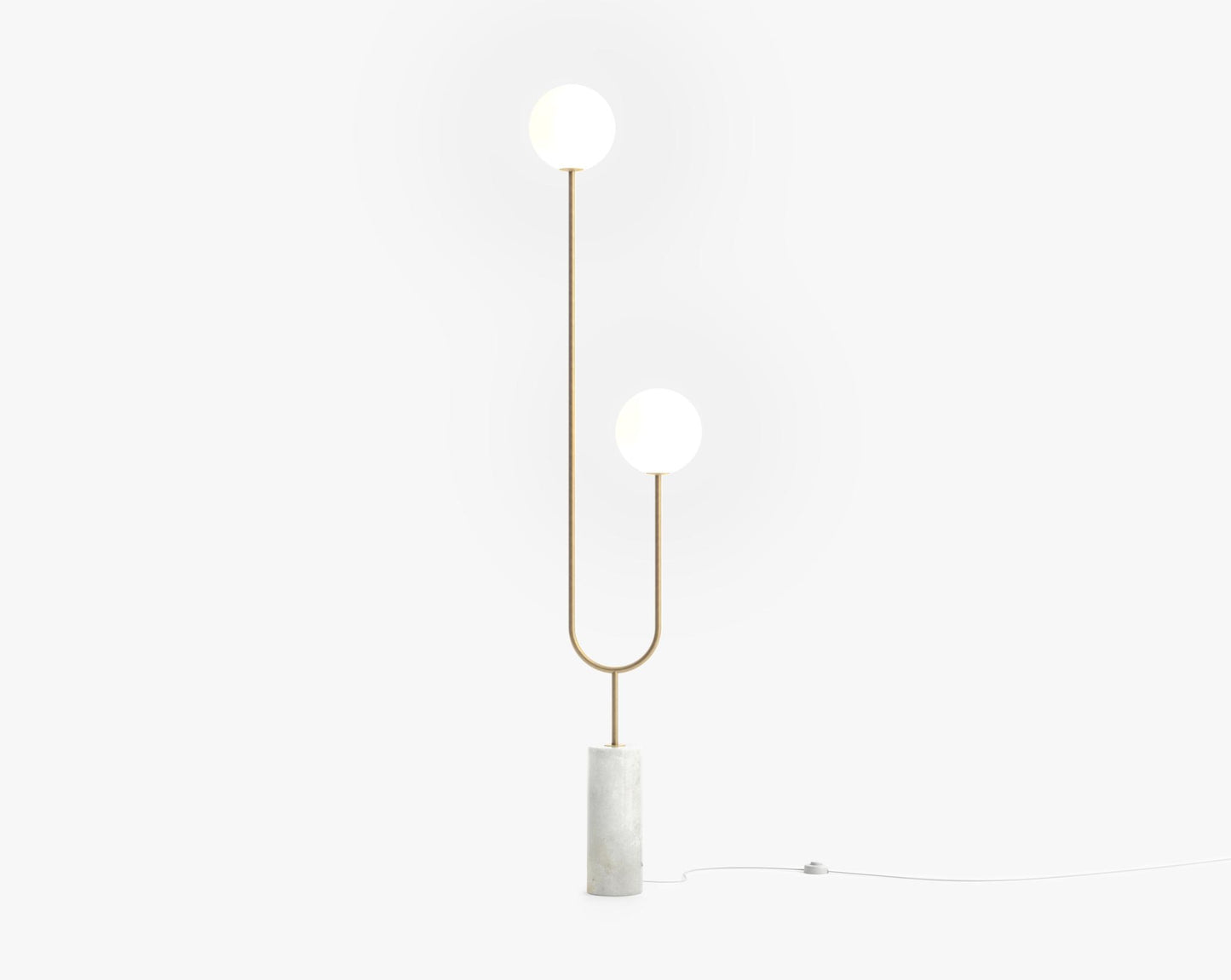 Uma Floor Lamp - Brass w/ Mandalay White Marble