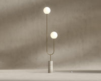Uma Floor Lamp (Black Label) - Antique Brushed Brass w/ White Travertine