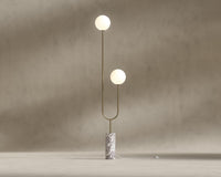 Uma Floor Lamp (Black Label) - Antique Brushed Brass w/ Viola Marble