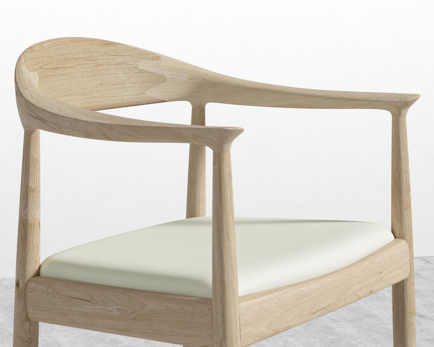 Round Chair - Natural, PU Leather - Monaco Cream