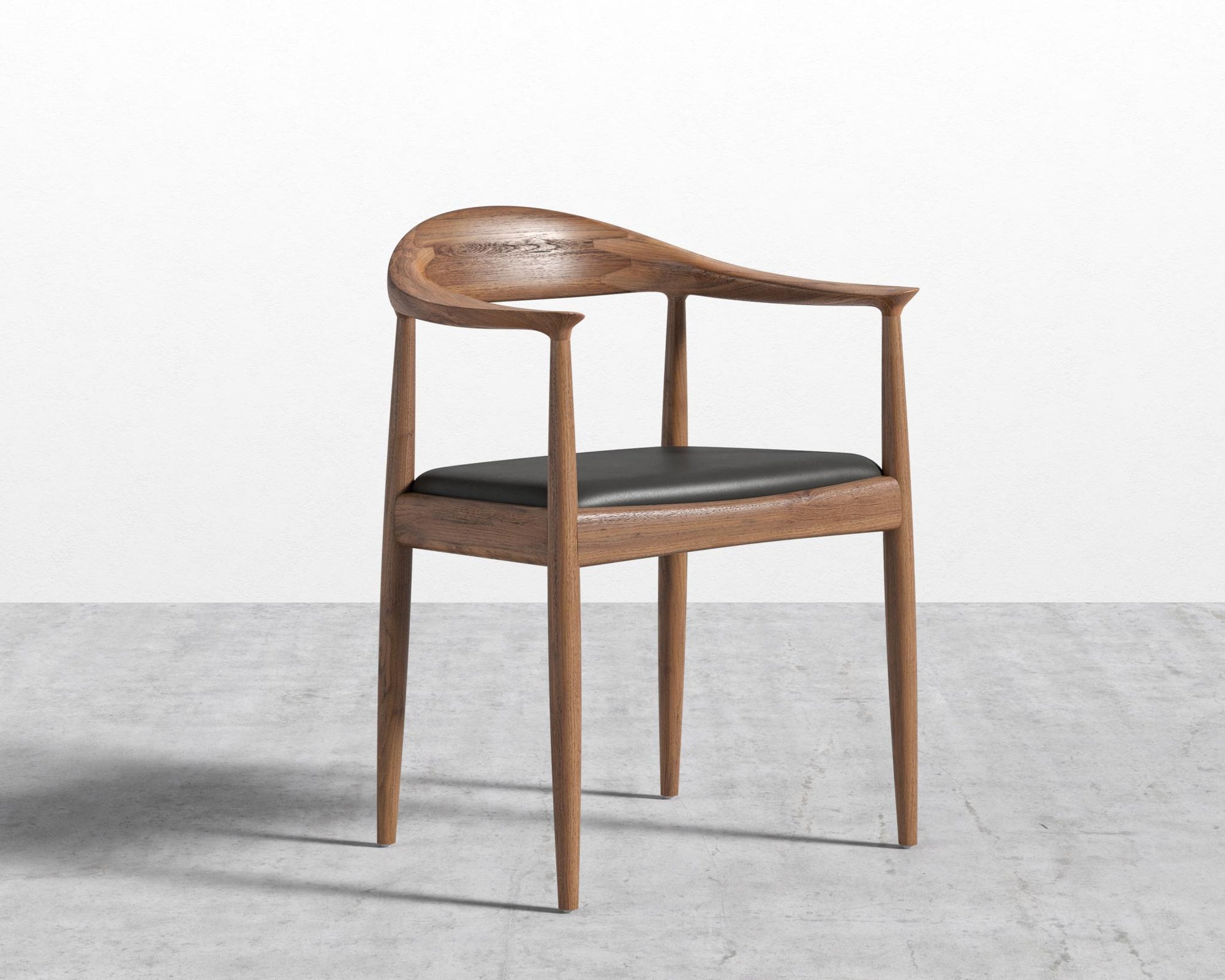 Round Chair - Natural, PU Leather - Monaco Black