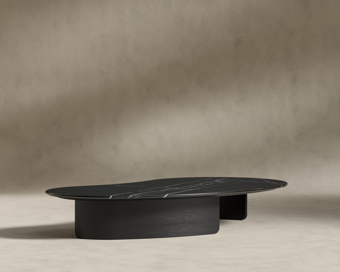 Valerian Coffee Table - Surface - Black Marble, Alabaster Matte Lacquer with Grain