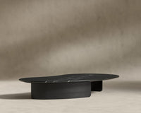 Valerian Coffee Table - Surface - Black Marble, Alabaster Matte Lacquer with Grain