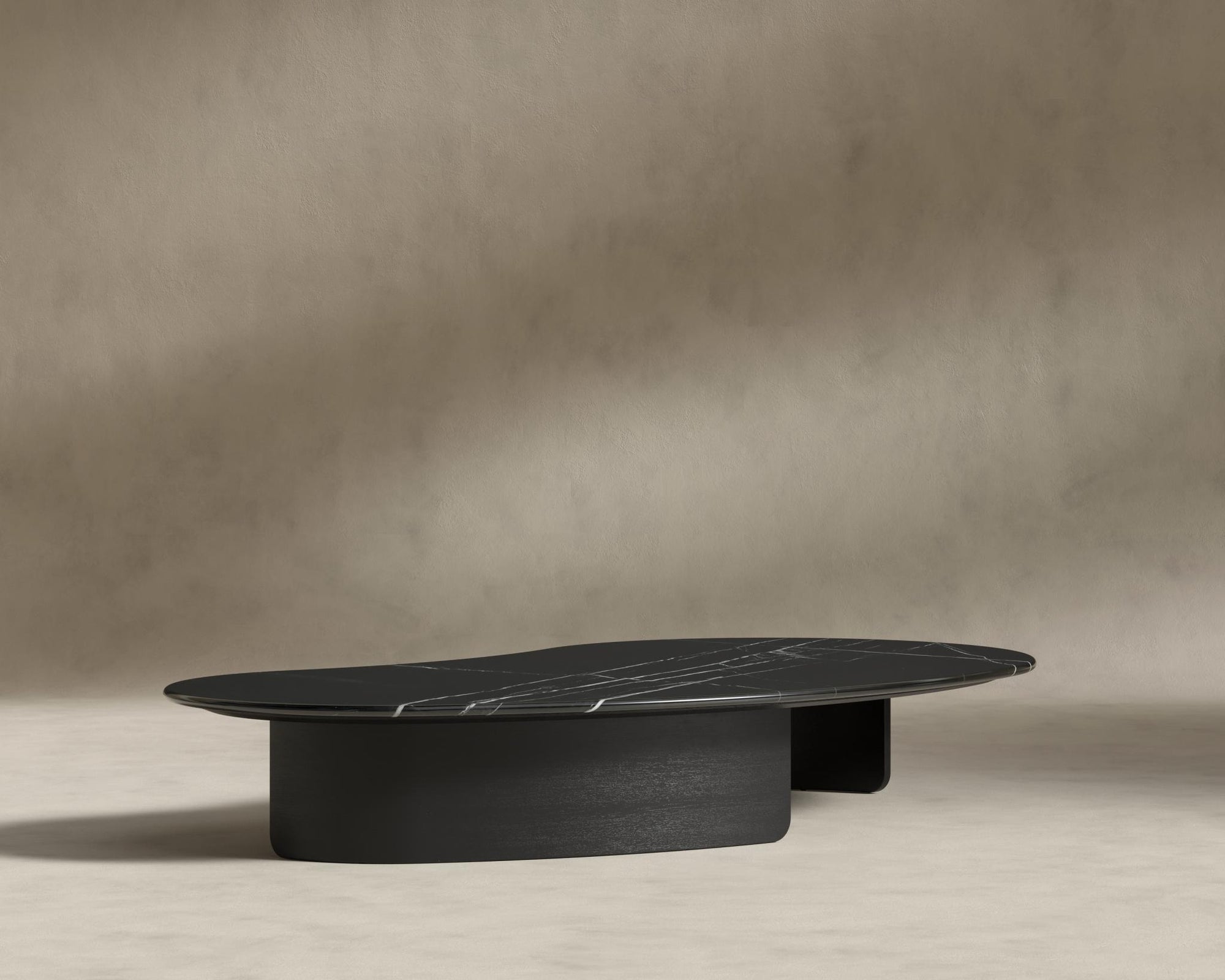 Valerian Coffee Table - Surface - Black Marble, Alabaster Matte Lacquer with Grain