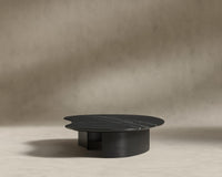 Valerian Coffee Table - Surface - Black Marble, Alabaster Matte Lacquer with Grain
