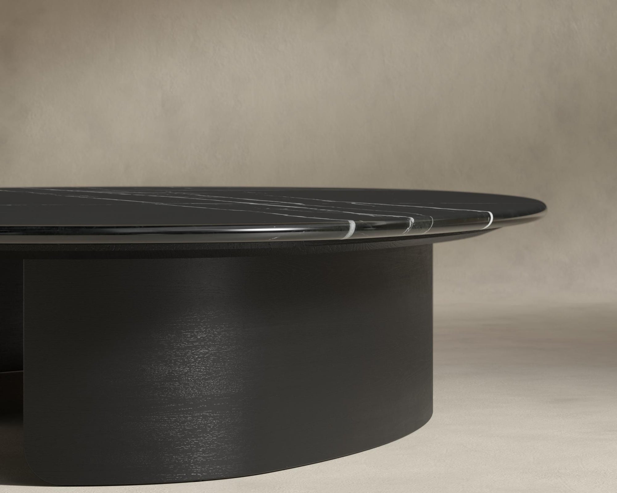 Valerian Coffee Table - Surface - Black Marble, Alabaster Matte Lacquer with Grain