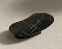 Valerian Coffee Table - Surface - Black Marble, Alabaster Matte Lacquer with Grain