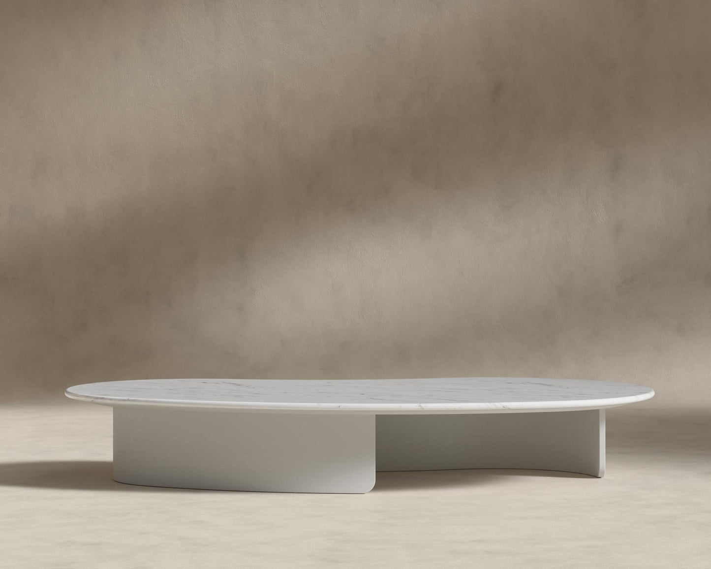 Valerian Coffee Table - Surface - White Carrara Marble, Alabaster Matte Lacquer with Grain