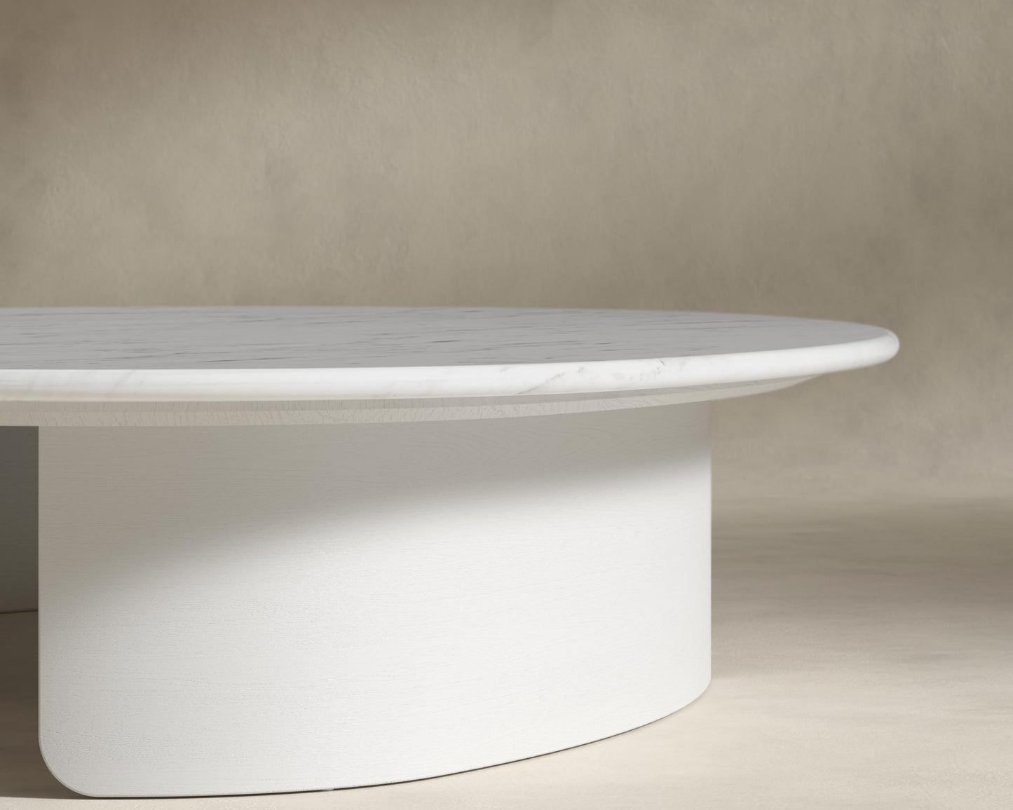 Valerian Coffee Table - Surface - White Carrara Marble, Alabaster Matte Lacquer with Grain
