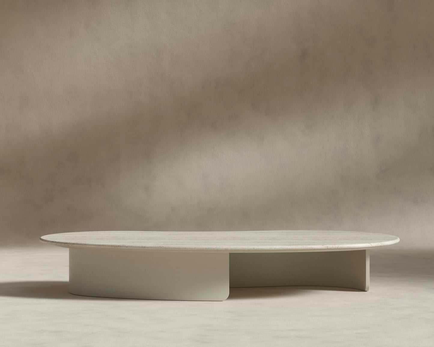 Valerian Coffee Table - Surface - White Travertine, Alabaster Matte Lacquer with Grain