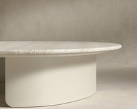 Valerian Coffee Table - Surface - White Travertine, Alabaster Matte Lacquer with Grain