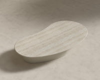 Valerian Coffee Table - Surface - White Travertine, Alabaster Matte Lacquer with Grain