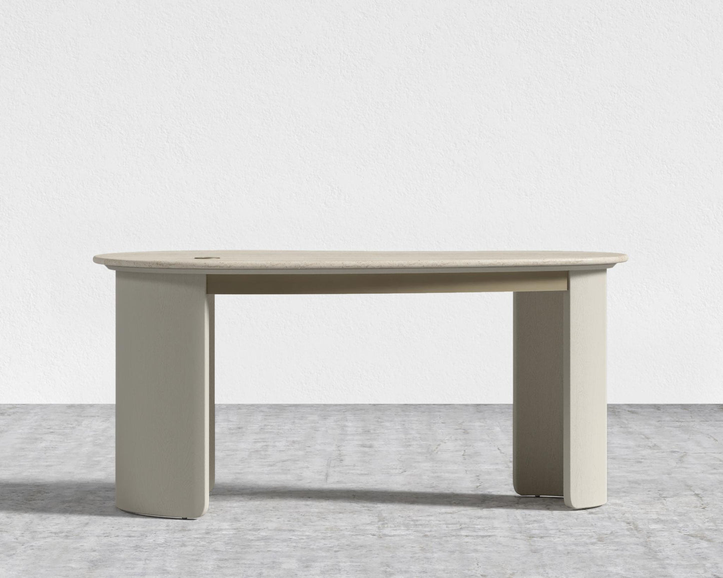 Valerian Desk - Surface - White Travertine, Alabaster Matte Lacquer with Grain