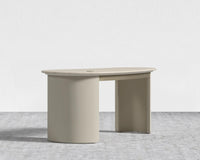 Valerian Desk - Surface - White Travertine, Alabaster Matte Lacquer with Grain