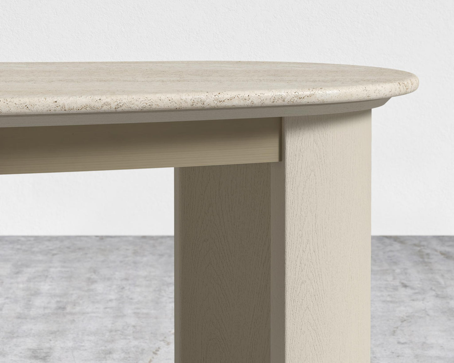 Valerian Desk - Surface - White Travertine, Alabaster Matte Lacquer with Grain