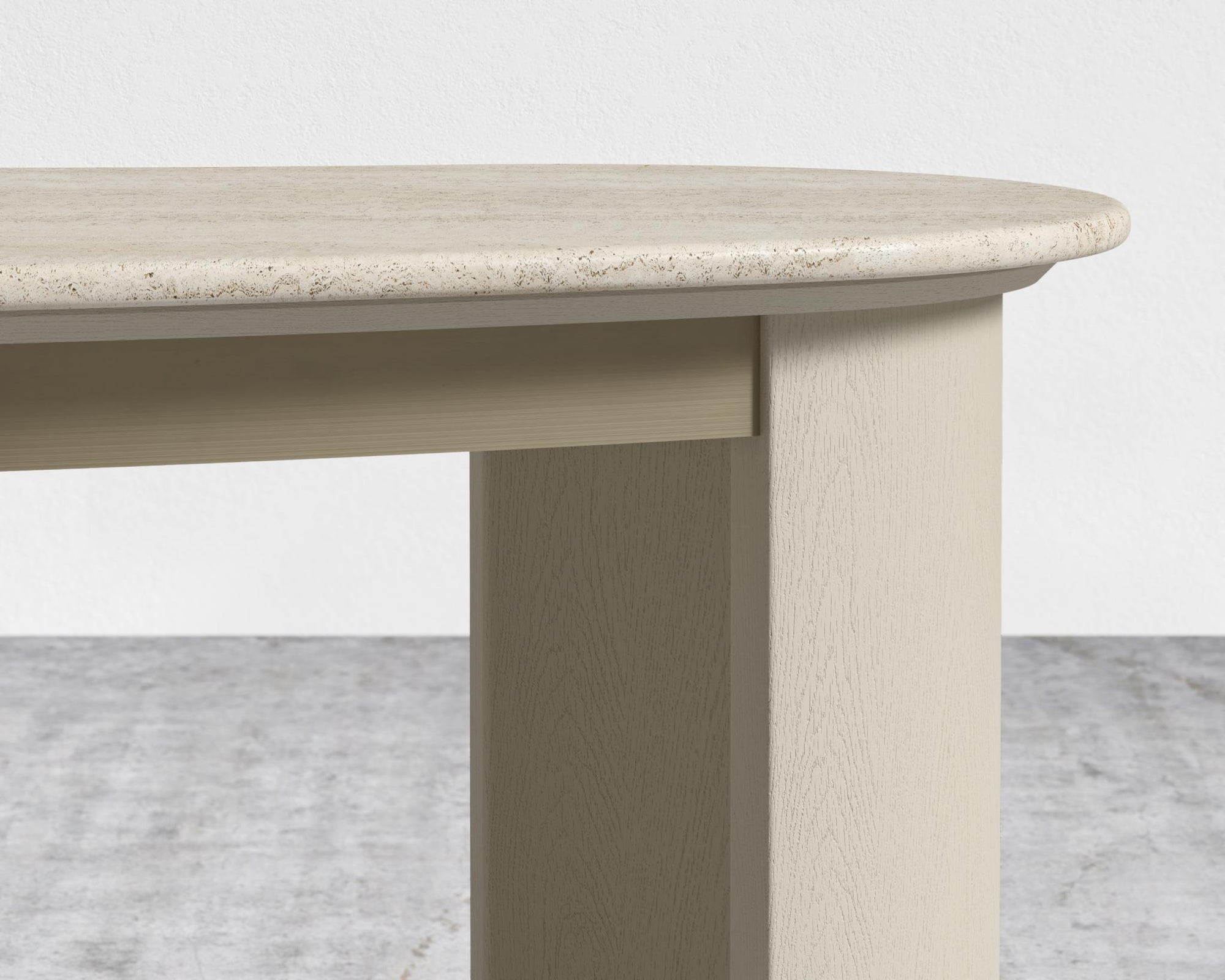 Valerian Desk - Surface - White Travertine, Alabaster Matte Lacquer with Grain