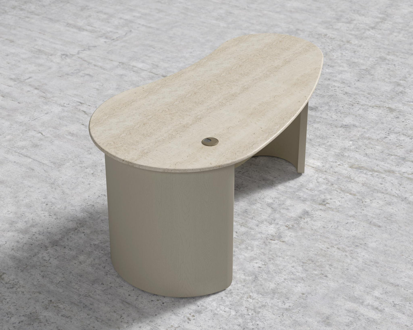 Valerian Desk - Surface - White Travertine, Alabaster Matte Lacquer with Grain