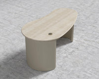 Valerian Desk - Surface - White Travertine, Alabaster Matte Lacquer with Grain