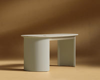 Valerian Desk - Surface - White Travertine, Alabaster Matte Lacquer with Grain
