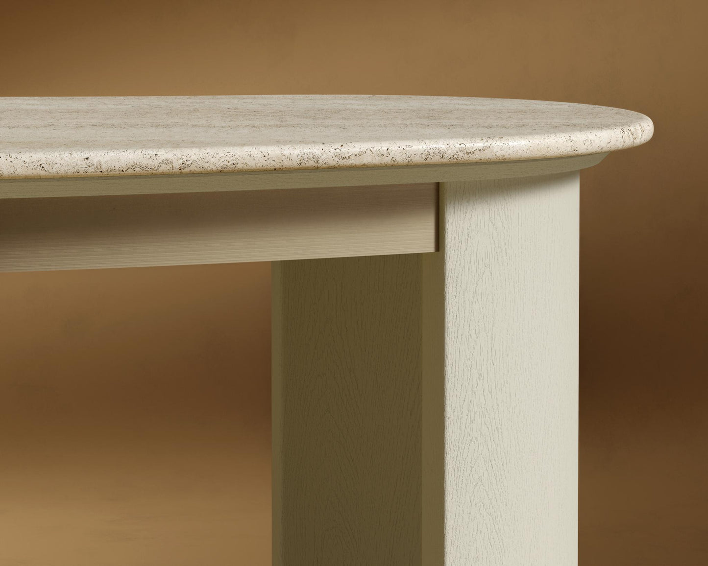 Valerian Desk - Surface - White Travertine, Alabaster Matte Lacquer with Grain