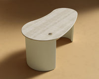 Valerian Desk - Surface - White Travertine, Alabaster Matte Lacquer with Grain