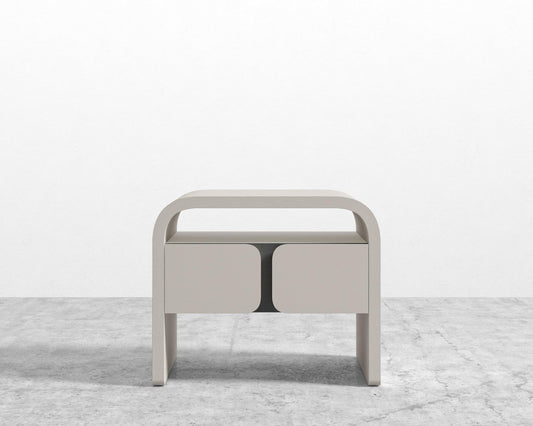 Vienna Nightstand - Alabaster Matte Lacquer w/ Black Oak Veneer