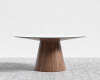 Winston Dining Table - 63" - High gloss white lacquer with clear glass top, 63" | 160cm, Walnut Veneer