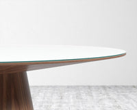 Winston Dining Table - 63" - High gloss white lacquer with clear glass top, 63" | 160cm, Walnut Veneer