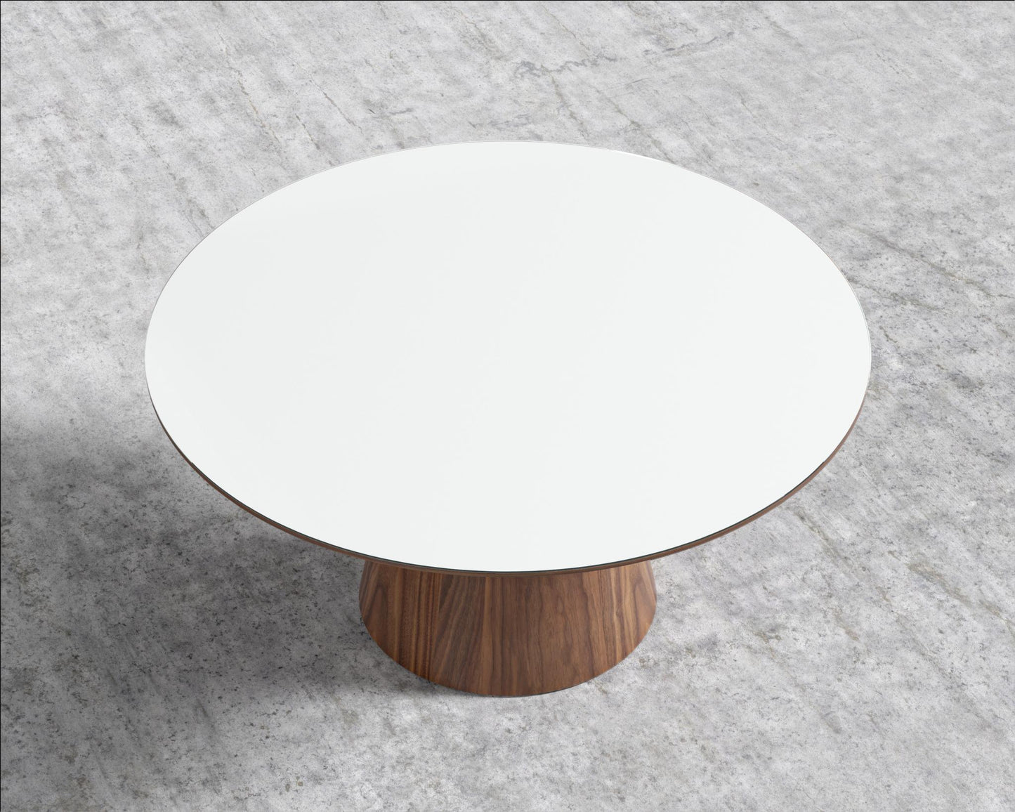 Winston Dining Table - 63" - High gloss white lacquer with clear glass top, 63" | 160cm, Walnut Veneer