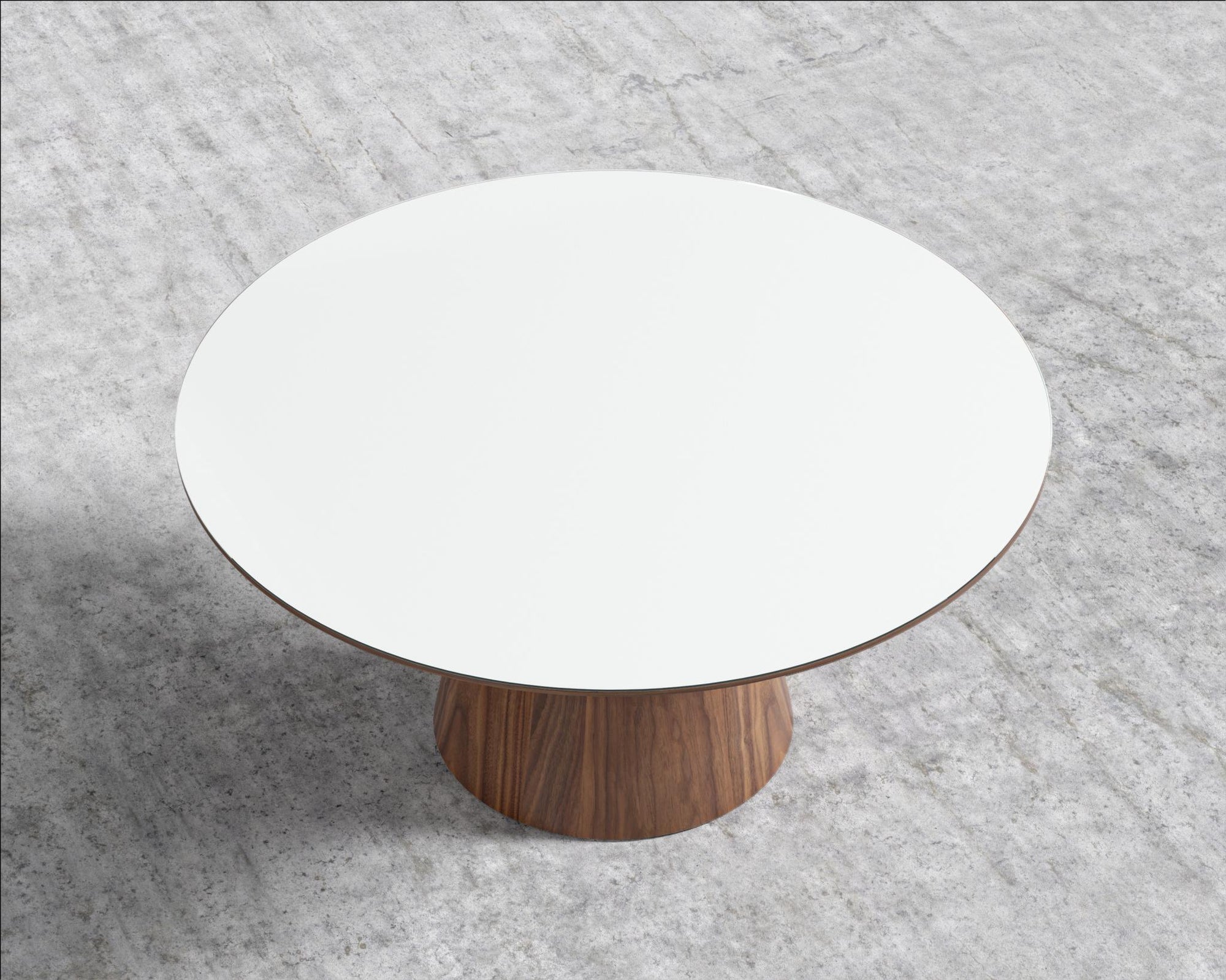 Winston Dining Table - 63" - High gloss white lacquer with clear glass top, 63" | 160cm, Walnut Veneer
