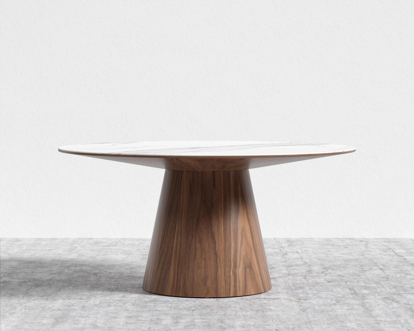 Winston Dining Table - 63" - White Calacatta Ceramic, 63" | 160cm, Walnut Veneer