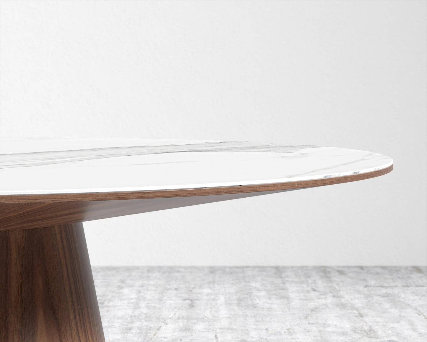 Winston Dining Table - 63" - White Calacatta Ceramic, 63" | 160cm, Walnut Veneer
