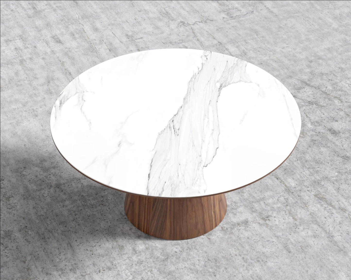 Winston Dining Table - 63" - White Calacatta Ceramic, 63" | 160cm, Walnut Veneer