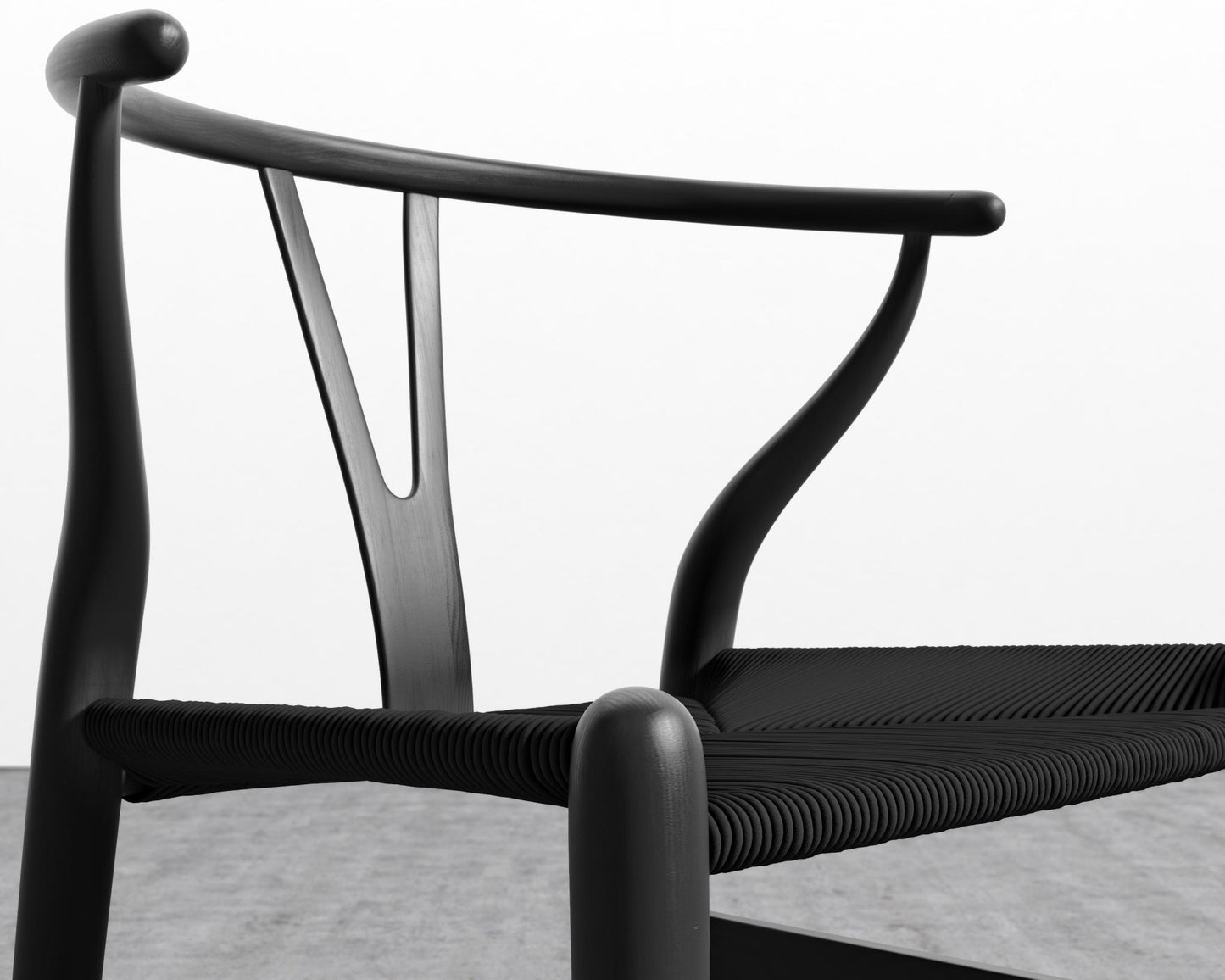 Wishbone Chair - Seat Color - Black Seat Cord, Ebony