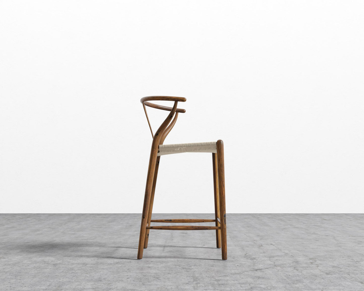 Wishbone Counter Stool - Walnut Stain, Seat Color - Natural Seat Cord