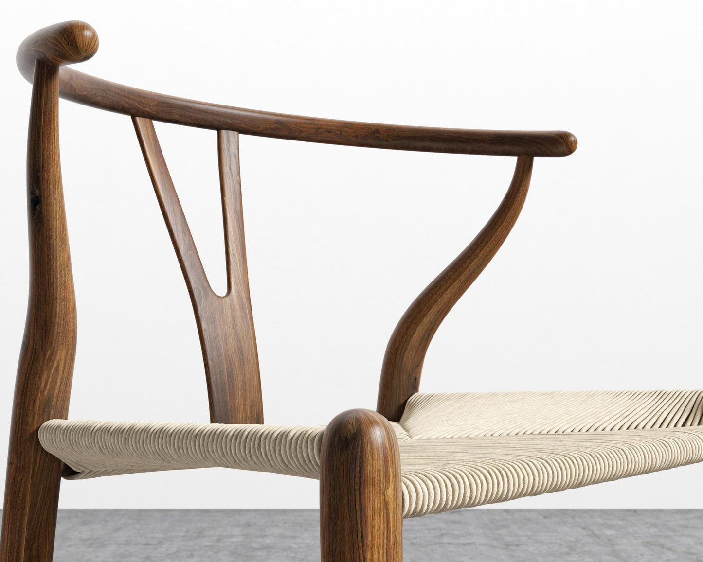 Wishbone Counter Stool - Walnut Stain, Seat Color - Natural Seat Cord