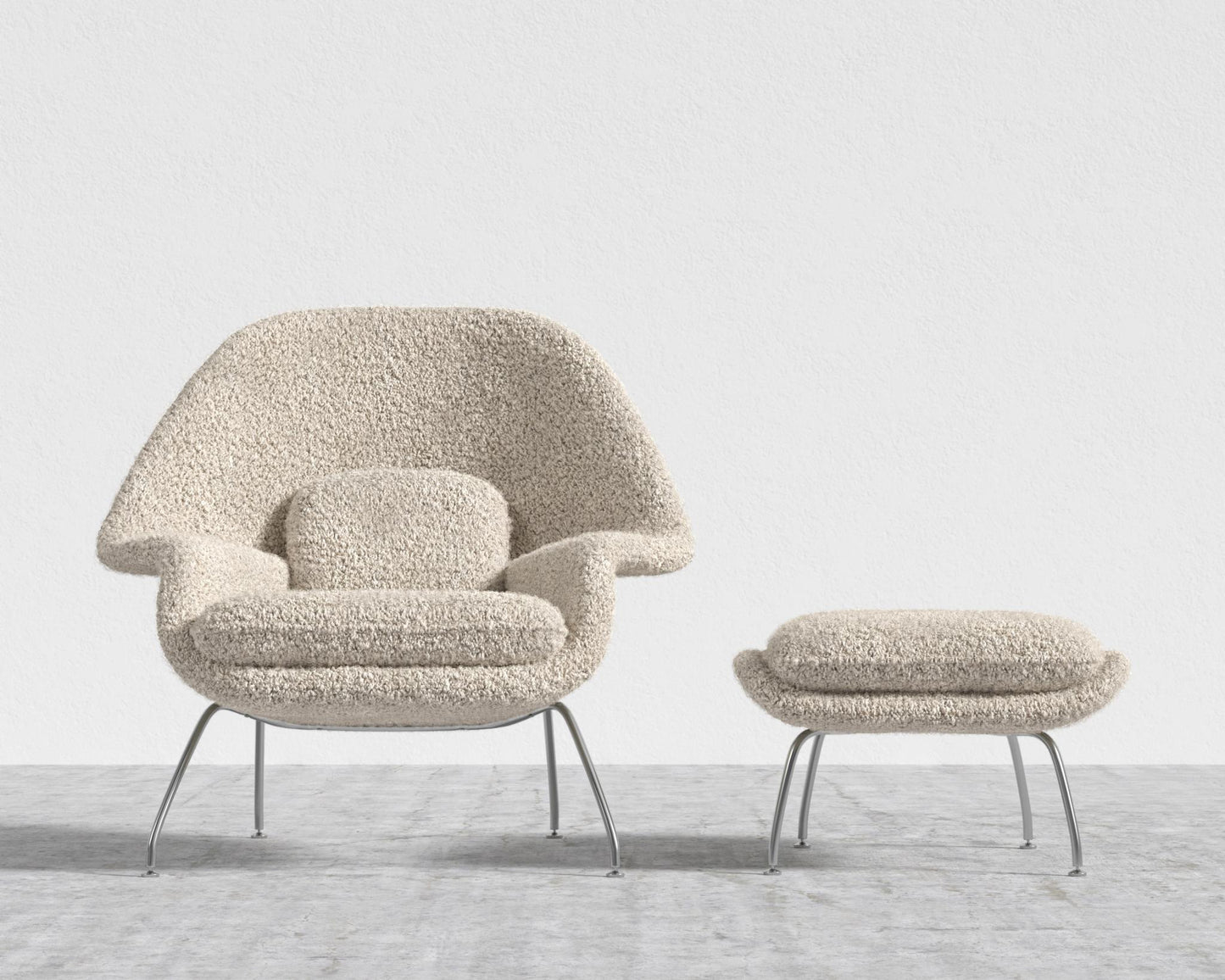 Womb Chair and Ottoman - Shearling - Almond